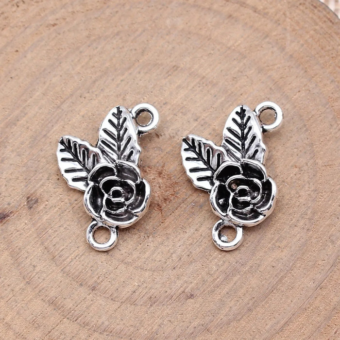 20x13mm 1.5g Multi Color Zinc Alloy Flower Leaf Connector Charm for DIY Bracelet Necklace Making
