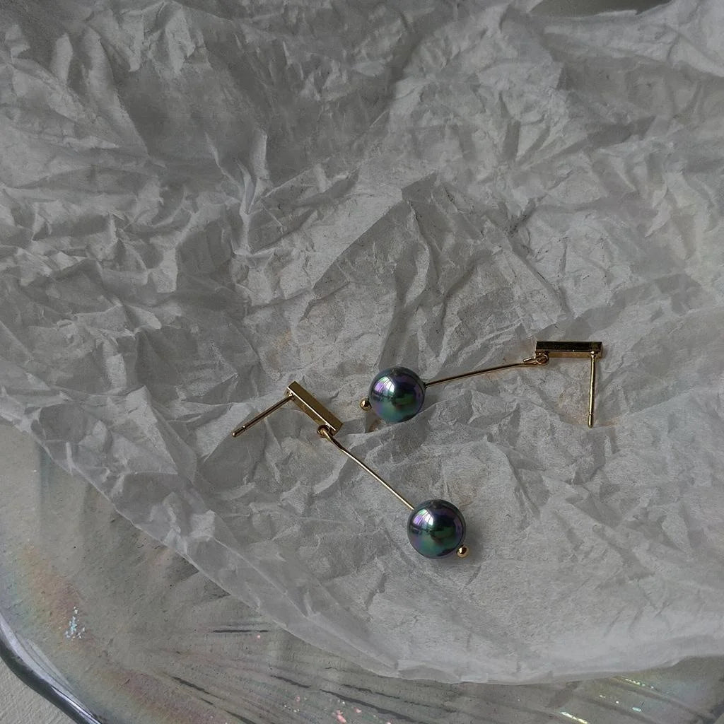 Handmade Round Shell Pearl Drop Earrings For Women Simple Luxury Geometric Jewelry