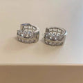 Minimalist Copper Micro Pave Zircon Double Row Geometric Hoop Drop Earrings