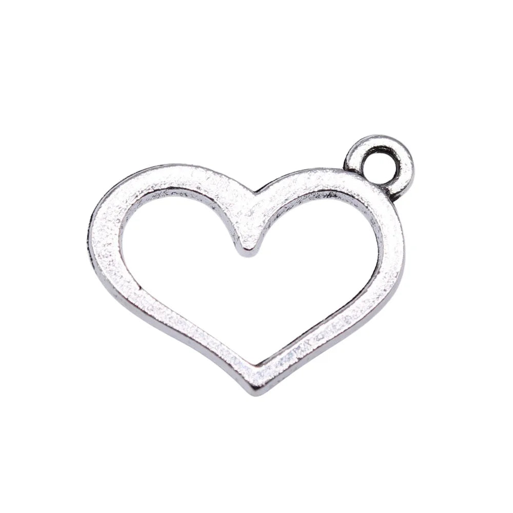 17x13mm 0.7g Multicolor Zinc Alloy Hollow Heart Charm Pendant for DIY Necklace Bracelet Making
