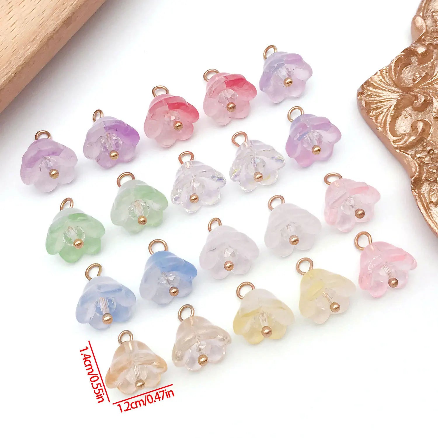 Glass Lily of the Valley Flower Loose Beads for DIY Earrings Bag Charm Jewelry