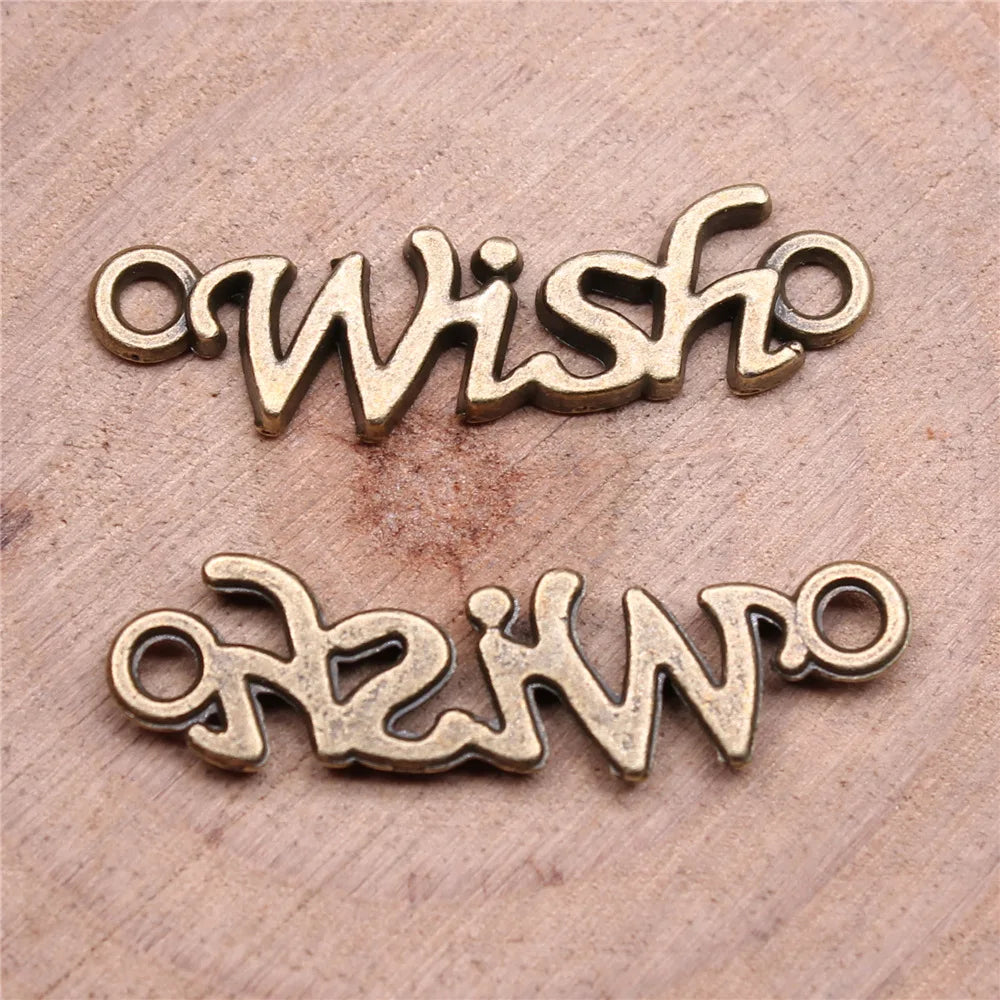28mm 1g Multicolor Zinc Alloy Wish Word Connector Charm for DIY Bracelet Necklace Jewelry