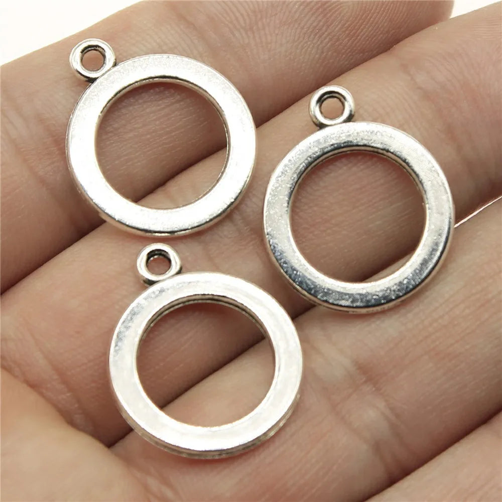 22x18mm 1.4g Multicolor Zinc Alloy Smooth Round Ring Earring Charms for DIY Earring Making