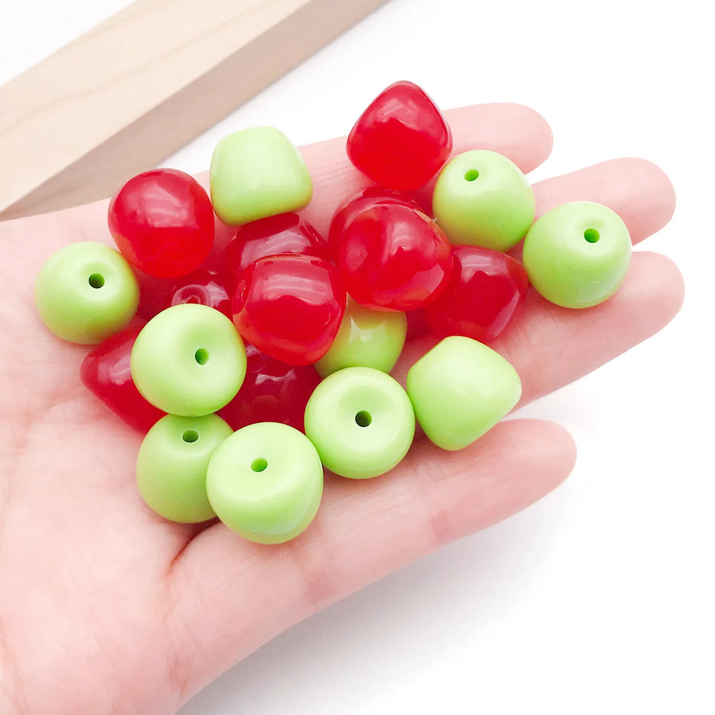 Glossy Acrylic Apple Loose Beads for Bracelet, Phone Chain and Keychain Jewelry Making