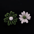 Elegant Daisy Flower Alloy Enamel Stud & Clip On No Piercing Korean Style Floral Earrings