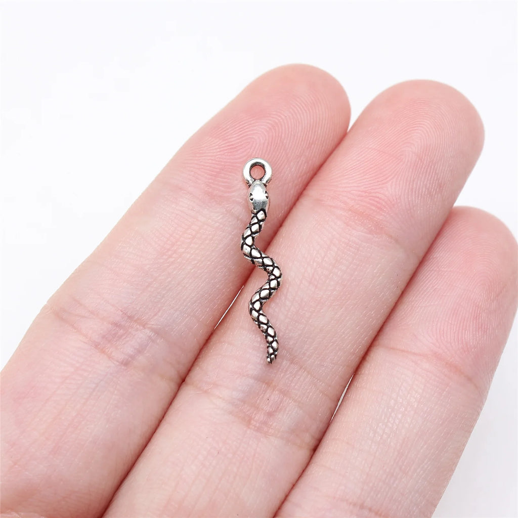 23x4mm 0.32g Antique Silver Zinc Alloy Snake charm pendant for necklace bracelet DIY jewelry making