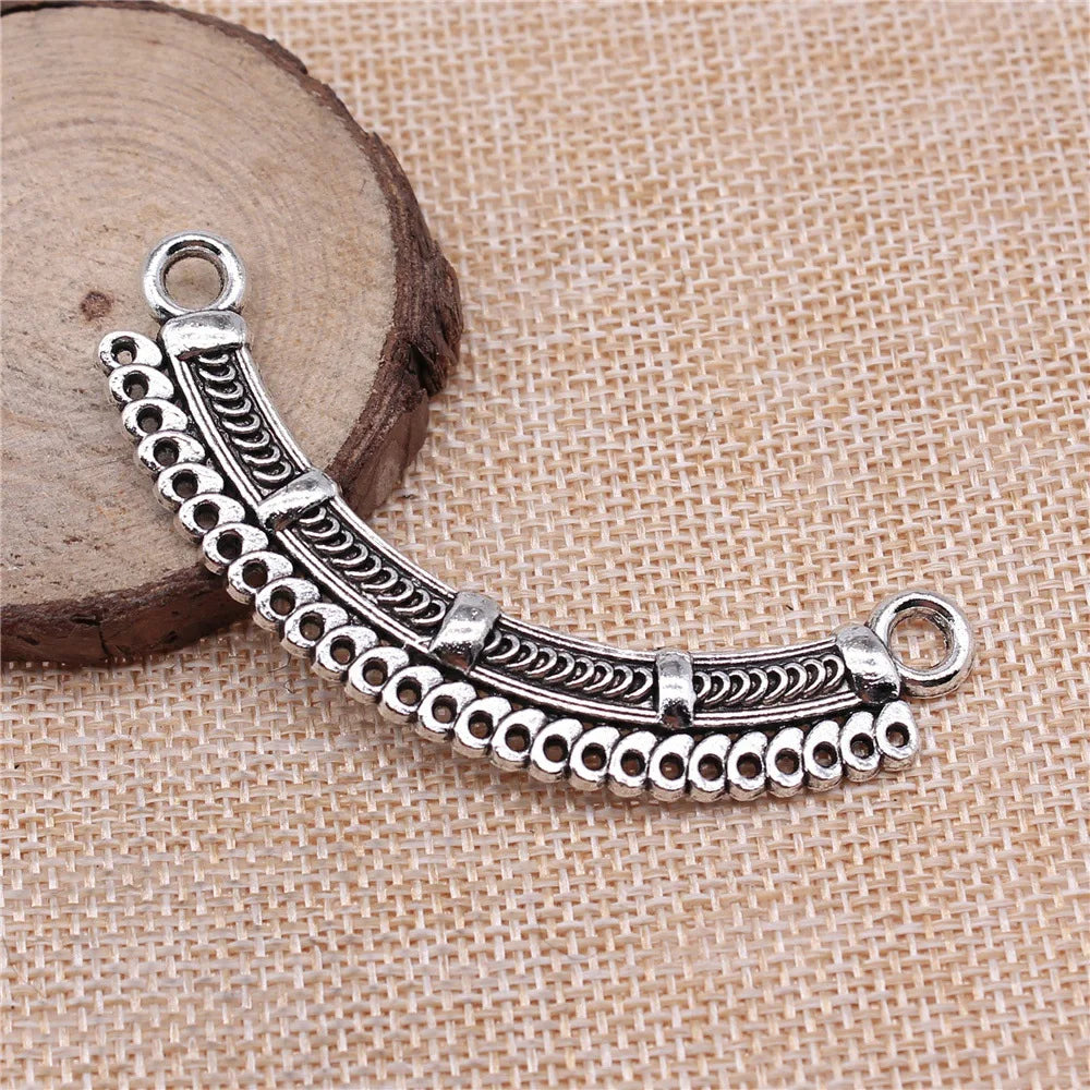 70x30mm 8.7g Antique Silver Zinc Alloy Ornate Bar Connector Charm for DIY Necklace Making