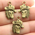 23x16mm 2.7g Zinc Alloy Cowboy Horse Head Double Sided Charm Pendant for DIY Necklace Bracelet Making