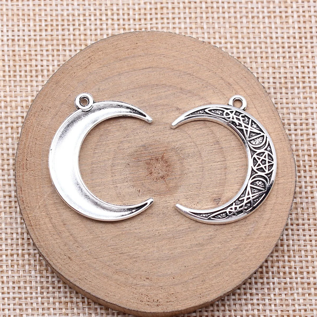 31x24mm 2.1g Antique Silver Zinc Alloy Star Sky Five Point Star Rune Moon Charm Pendant for DIY Jewelry Making