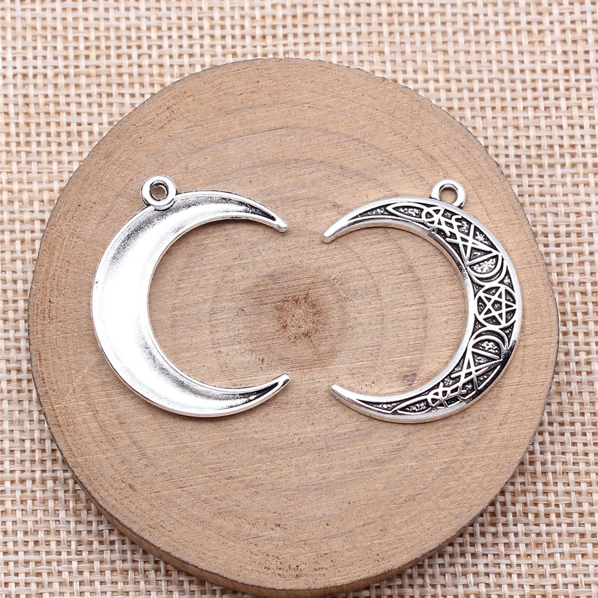 31x24mm 2.1g Antique Silver Zinc Alloy Star Sky Five Point Star Rune Moon Charm Pendant for DIY Jewelry Making