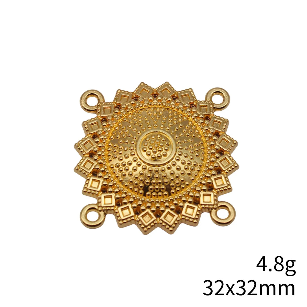 32x32mm 4.8g Multicolor Zinc Alloy Four-Hole Connector Charm for Body Chain Forehead Chain Making