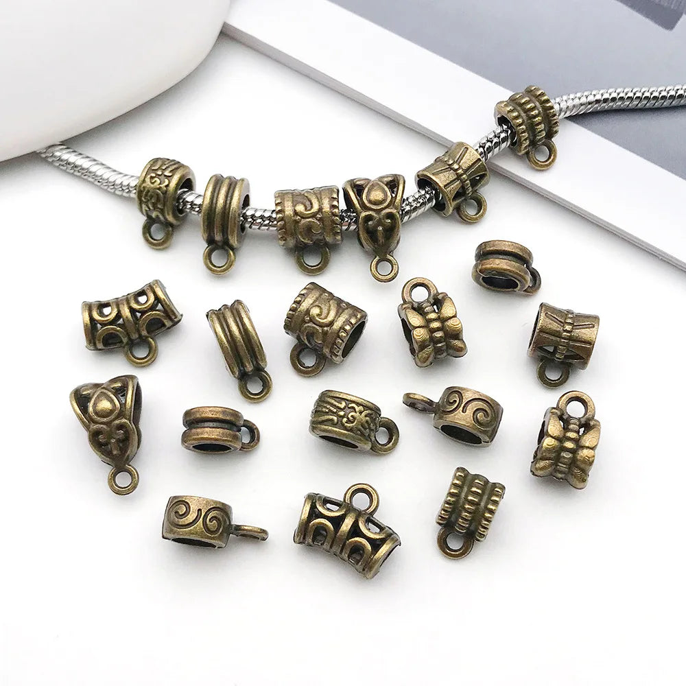 Antique Bronze Zinc Alloy Curved Tube Three Way Connector Charm for DIY Bracelet Necklace