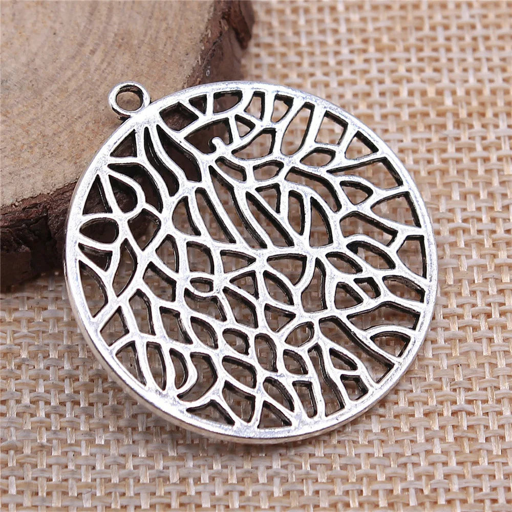 35x38mm 5.3g Multicolor Zinc Alloy Geometric Flower Filigree Charm Pendant for DIY Jewelry Making
