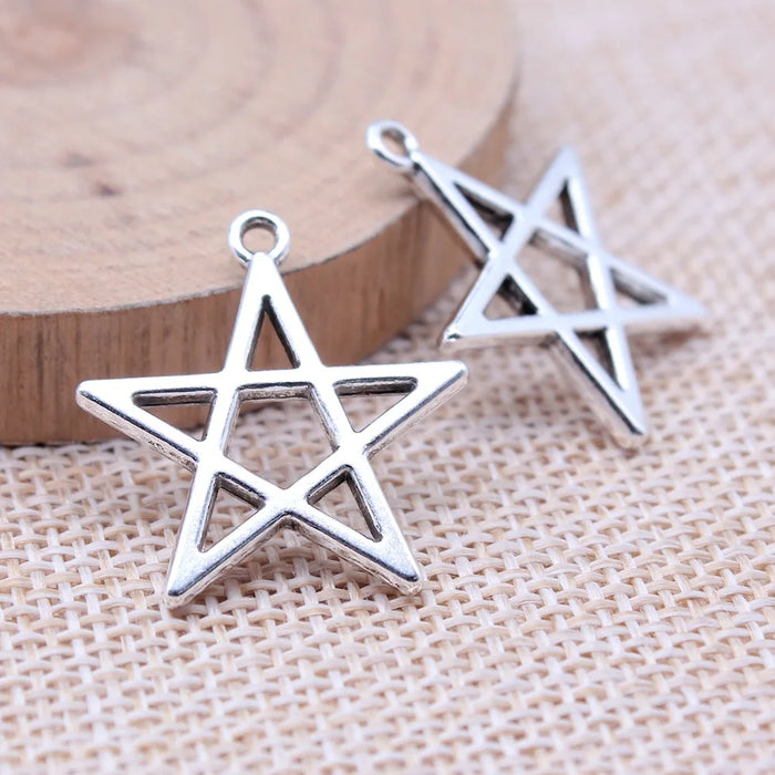 22x25mm 1.9g Multicolor Zinc Alloy Five-Point Star Charm Pendant for DIY Necklace Bracelet Making
