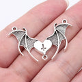 41x25mm 3.7g Gothic Zinc Alloy Heart Cross Bat Wing Charm Pendant for Halloween Jewelry Making
