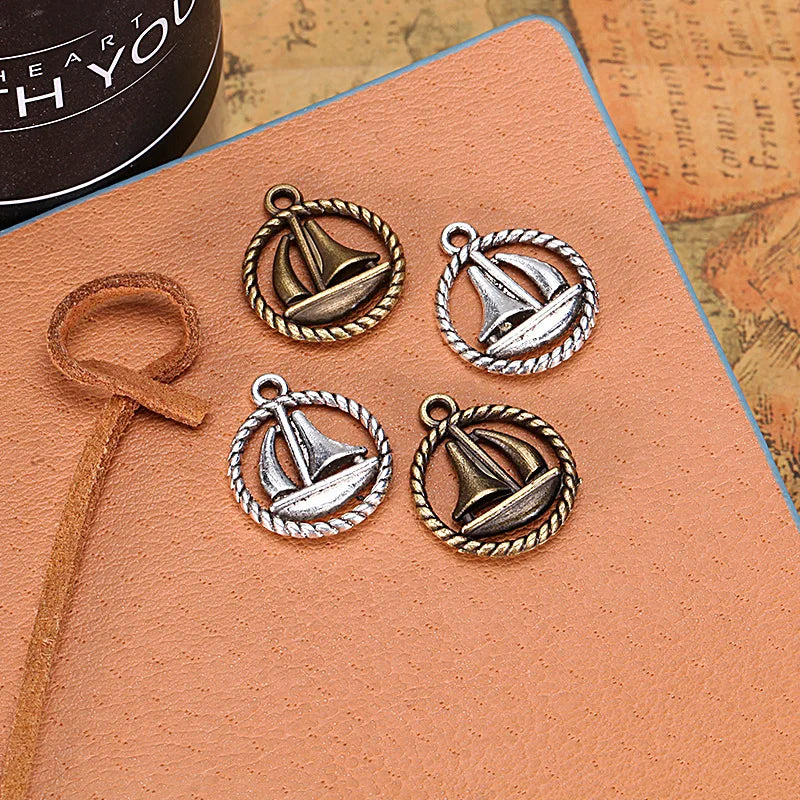 16mm Antique Silver Zinc Alloy Sailboat Charm Pendant for DIY Necklace Bracelet Jewelry Making