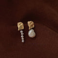 Handmade Baroque Freshwater Pearl Stud Earrings Asymmetrical Geometric Silver Plated Copper French Style
