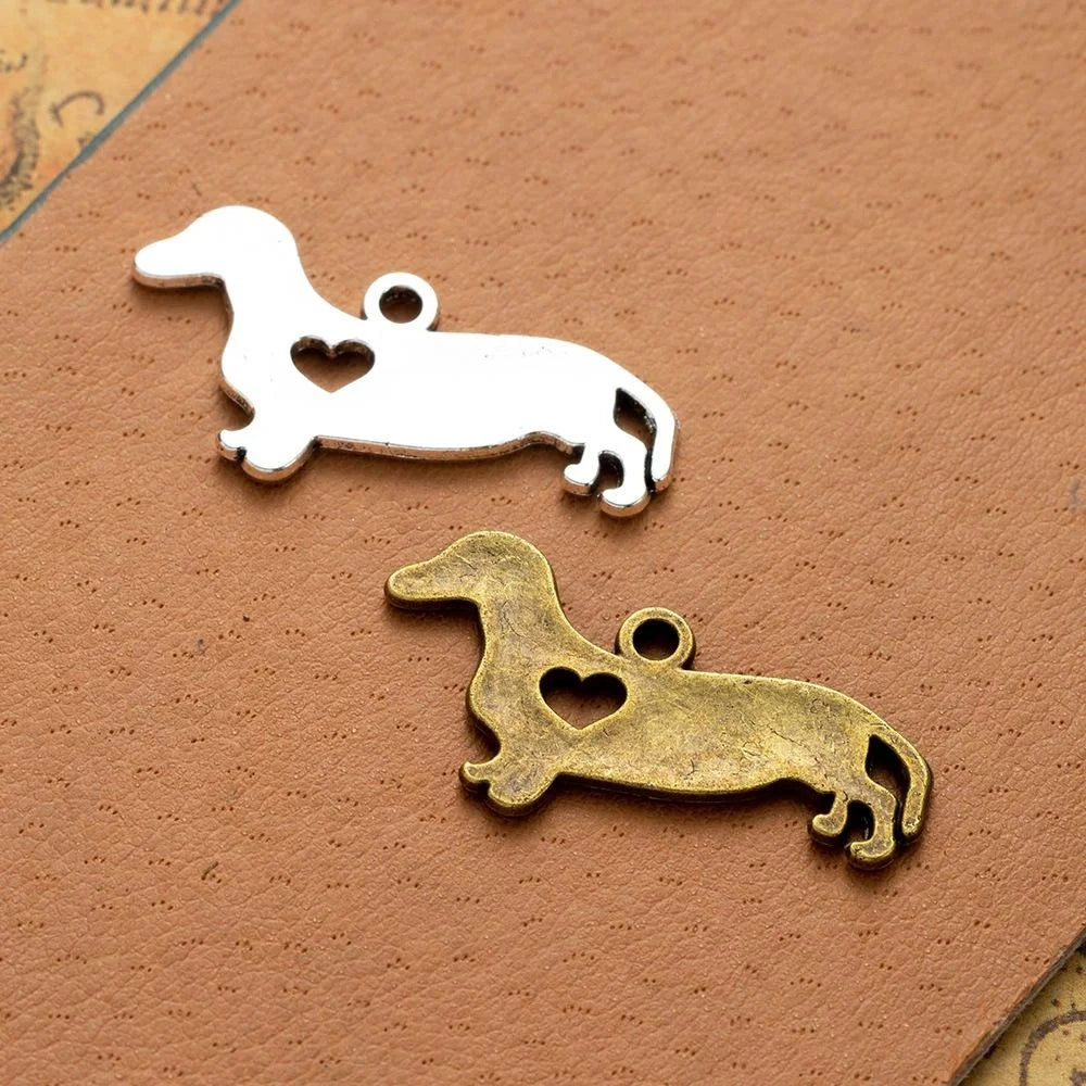 33x18MM Antique Silver Zinc Alloy Dog Heart Charm Pendant for DIY Necklace Bracelet Jewelry Making