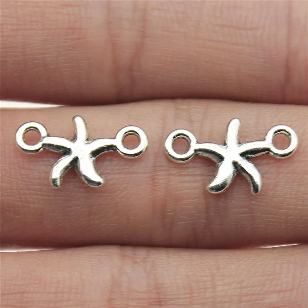 10x16mm 0.5g Multicolor Zinc Alloy Starfish Connector Charm for DIY Necklace Bracelet Jewelry Making