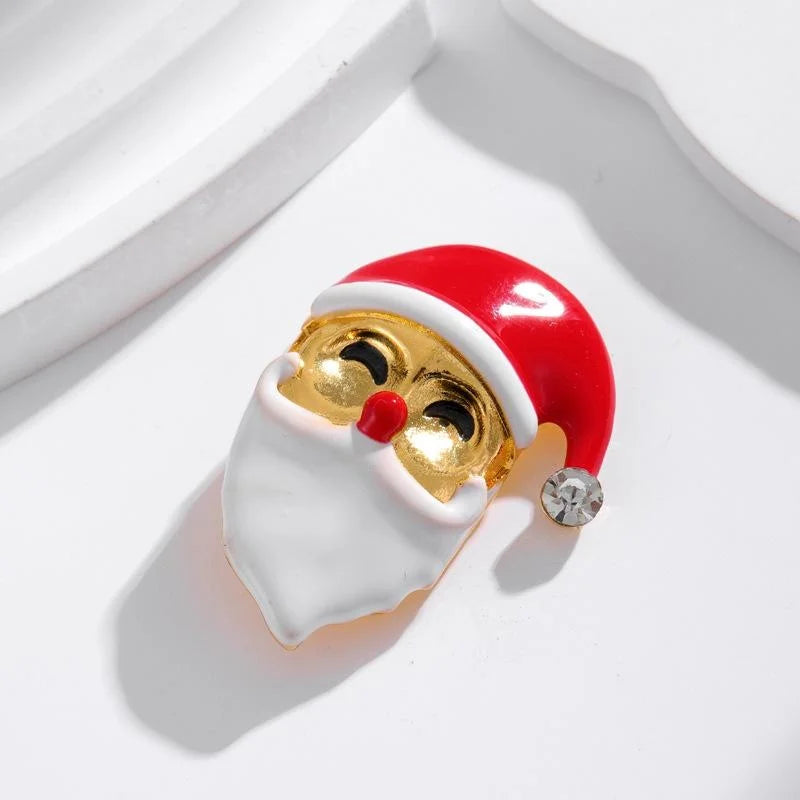 Cute Christmas Santa Apple Hat Cupcake Enamel Rhinestone Alloy Brooch , Festive Lapel Pin Gift