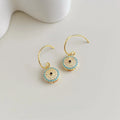French Style Full Zircon Inlaid Copper Geometric Floral Drop Earrings For Daily Commute