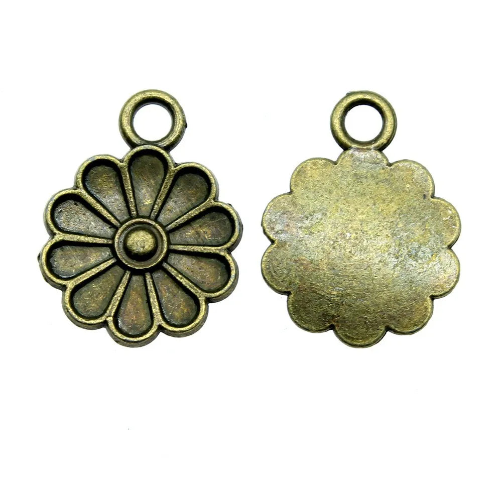 15mm 0.9g Multicolor Zinc Alloy Flower Charm Pendant for Bracelet Earring Jewelry Making