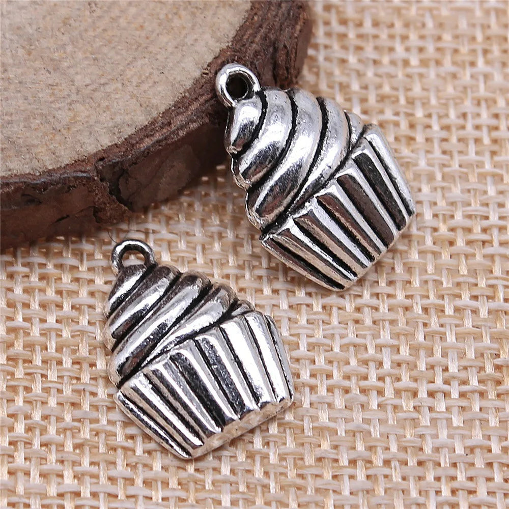 20x15mm 1.4g Antique Silver Zinc Alloy Cake Charm Pendant for DIY Necklace Bracelet Jewelry Making