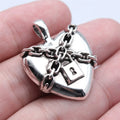 26x33mm 4.7g Antique Silver Zinc Alloy Gothic Chain Lock Heart Charm Pendant for DIY Jewelry Making