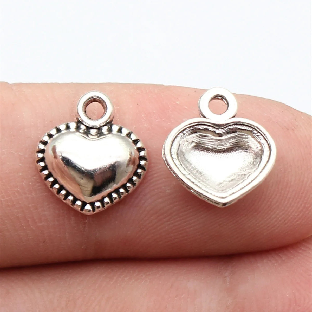13x11mm 0.59g Antique Silver Zinc Alloy Heart Charm Pendant for DIY Bracelet Necklace Making