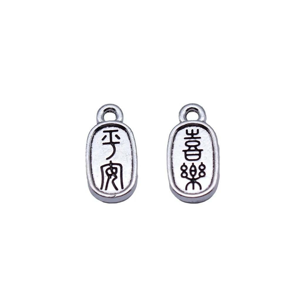 16x8mm 0.89g Antique Silver Zinc Alloy Peace Joy Character Charm Pendant for DIY Necklace Bracelet