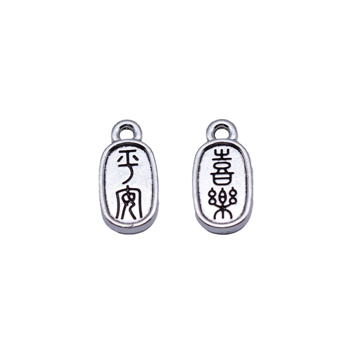 16x8mm 0.89g Antique Silver Zinc Alloy Peace Joy Character Charm Pendant for DIY Necklace Bracelet