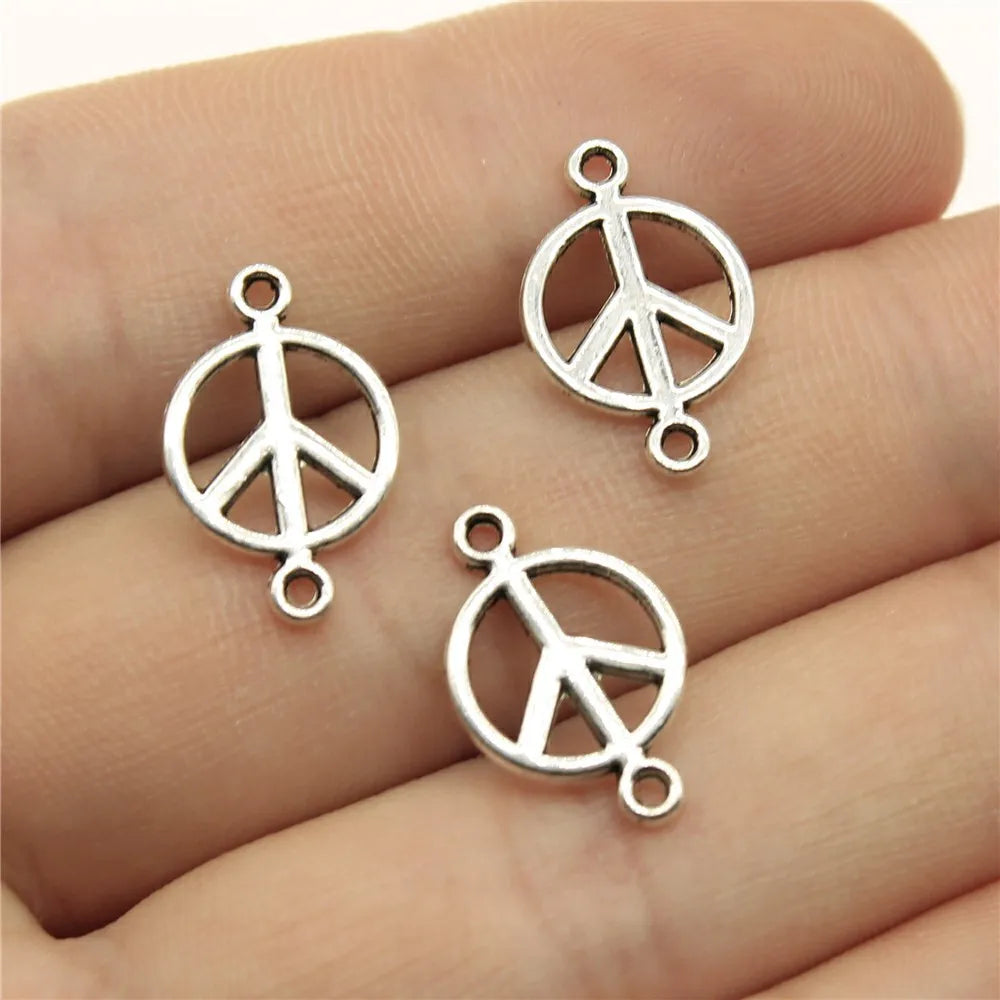17x11mm 0.4g Multicolor Zinc Alloy Peace Symbol Connector Charm for DIY Jewelry Making and Accessories
