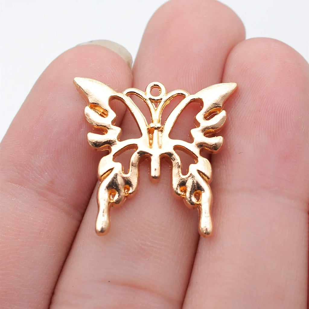 25x25mm 2.7g Multicolor Zinc Alloy Flame Butterfly Charm Pendant for DIY Necklace Bracelet Making
