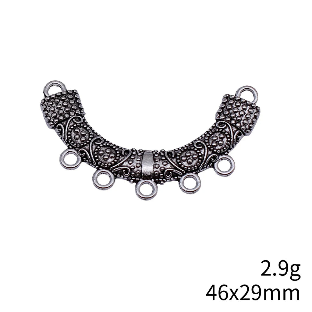 46x29mm 2.9g Antique Silver Zinc Alloy Openwork Necklace Connector Charm for DIY Jewelry Making