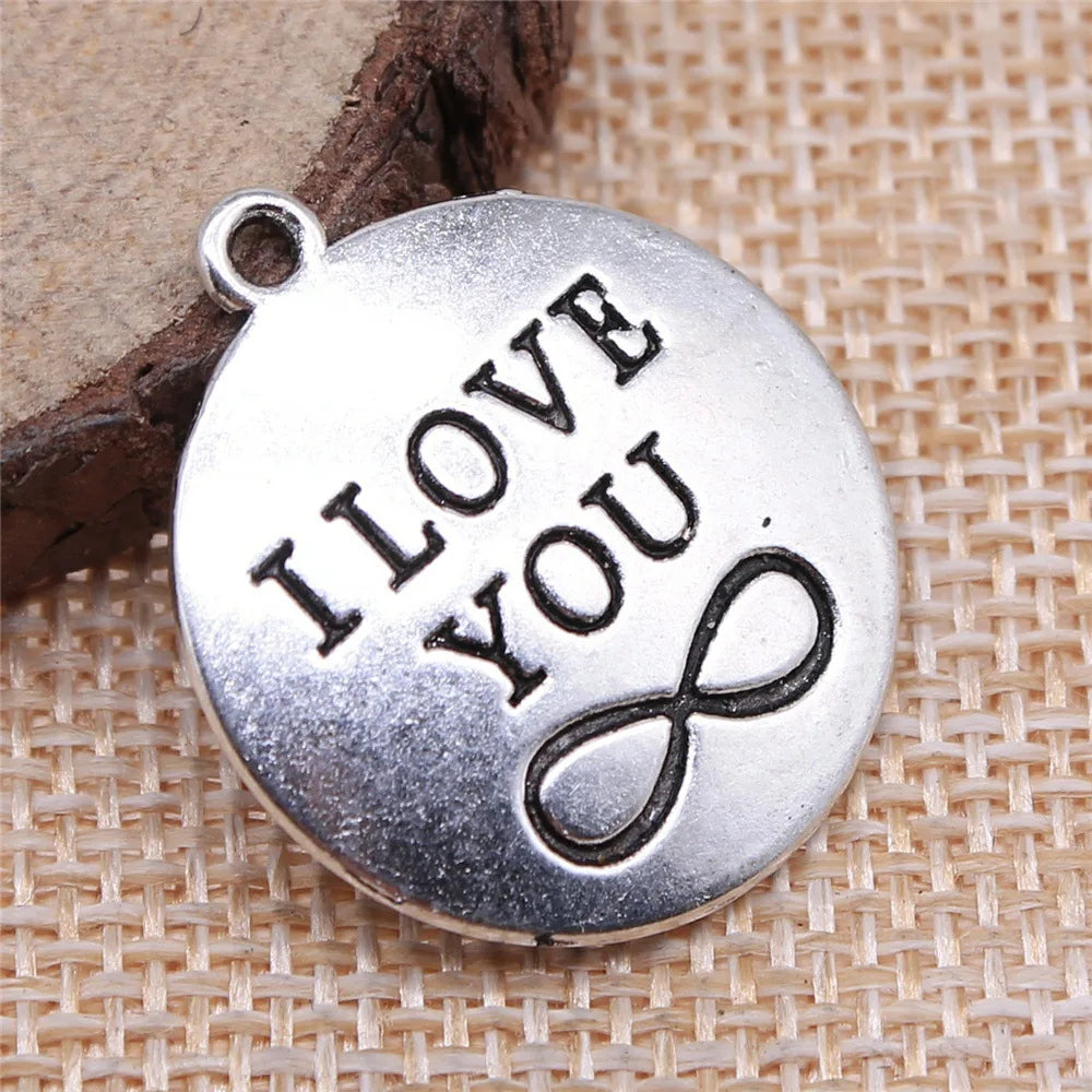 28x24mm 3.2g Zinc Alloy I Love You Infinity Letter Charm Pendant for DIY Necklace Bracelet Jewelry Making