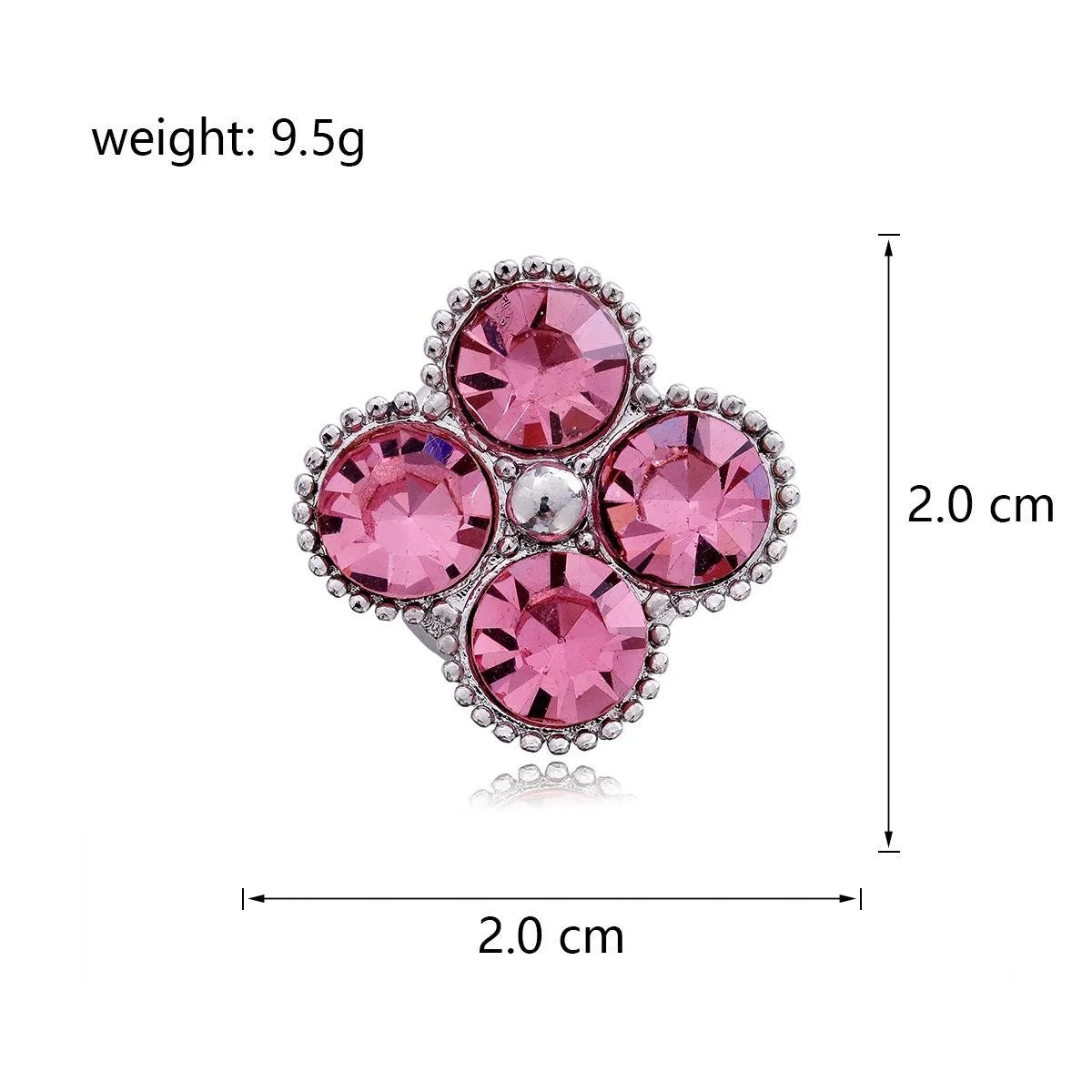 Elegant Pink Rhinestone Four Leaf Clover Magnetic Brooch, Alloy Lapel Pin Corsage For Suit Accessory Gift