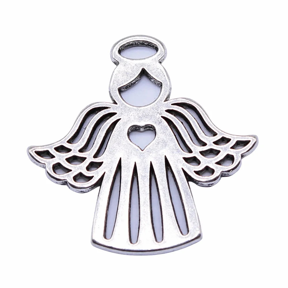 27x27mm 2.7g Multicolor Zinc Alloy Heart Angel Charm Pendant for DIY Necklace Bracelet Making