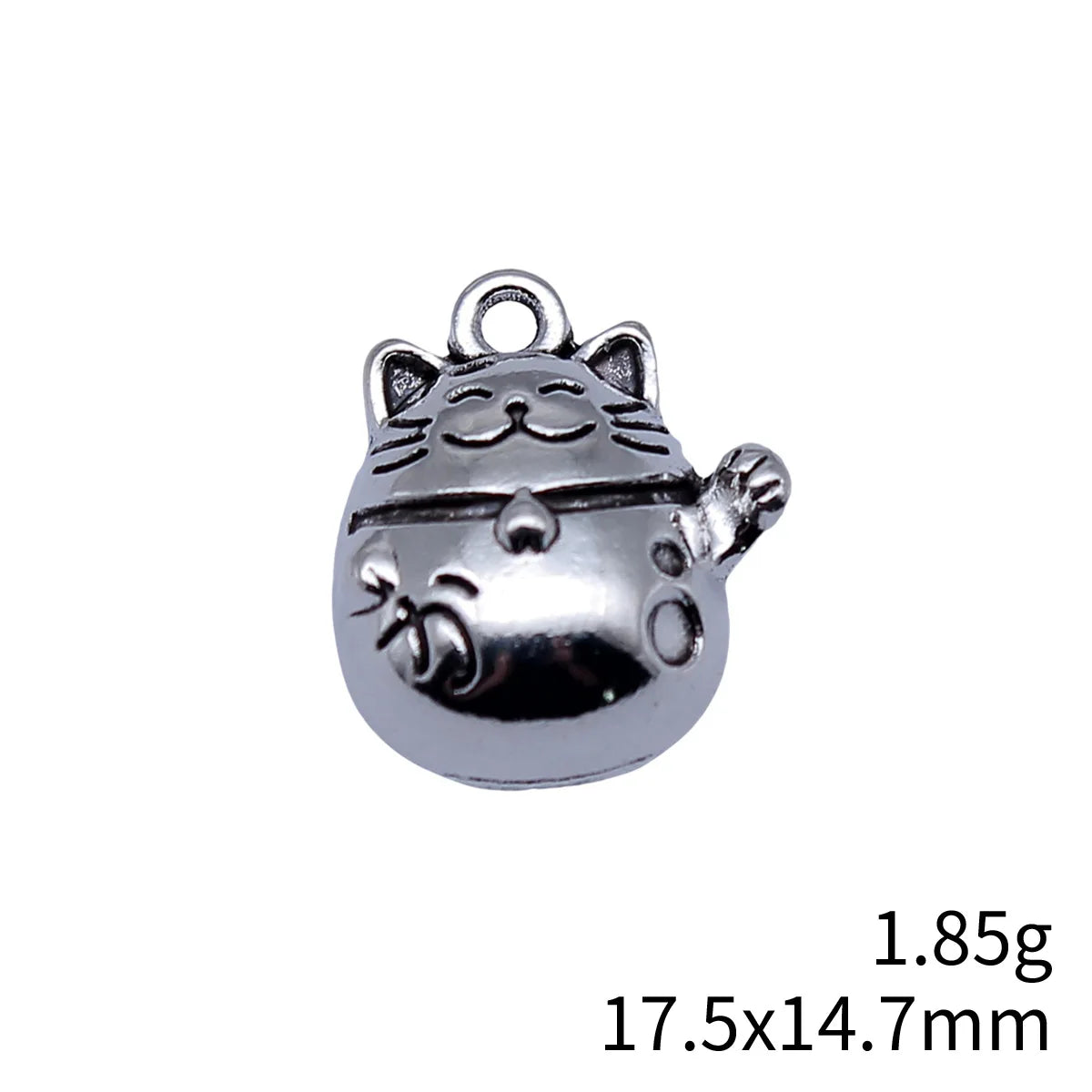 17.5x14.7mm 1.85g Antique Silver Zinc Alloy Lucky Cat Charm Pendant for DIY Necklace Bracelet Jewelry