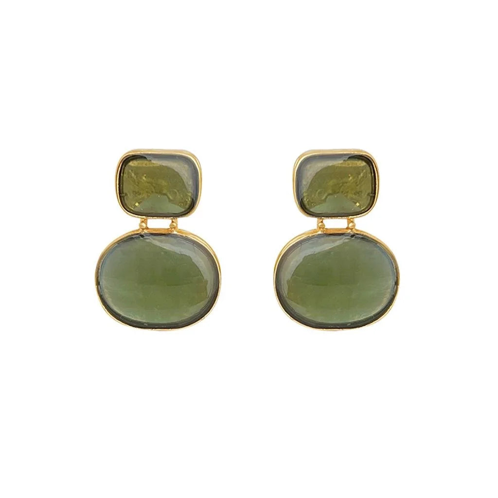 Natural Freshwater Shell Geometric Stud Earrings Vintage Oval Square Jewelry