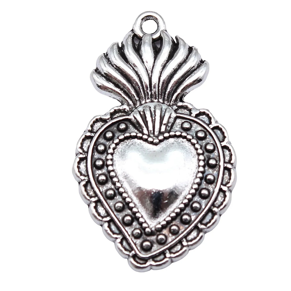 35x22mm 4.7g Antique Silver Zinc Alloy Gothic Heart Charm Pendant for Necklace Bracelet DIY