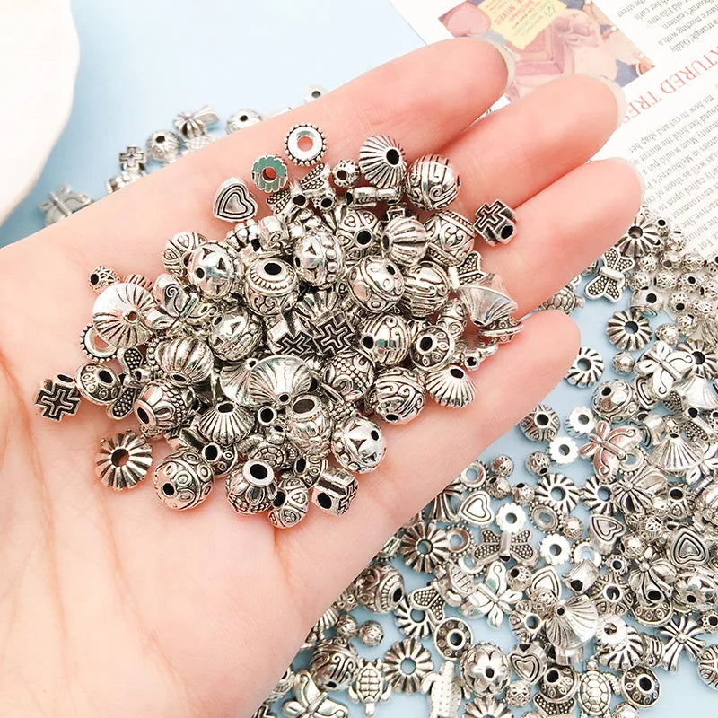 Antique Silver Zinc Alloy Large Hole Spacer Beads for DIY Bracelet Necklace Making