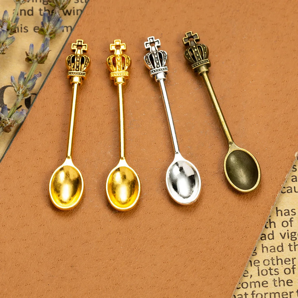 56x10MM Zinc Alloy Crown Spoon Charm Pendant for DIY Necklace Bracelet Jewelry Making