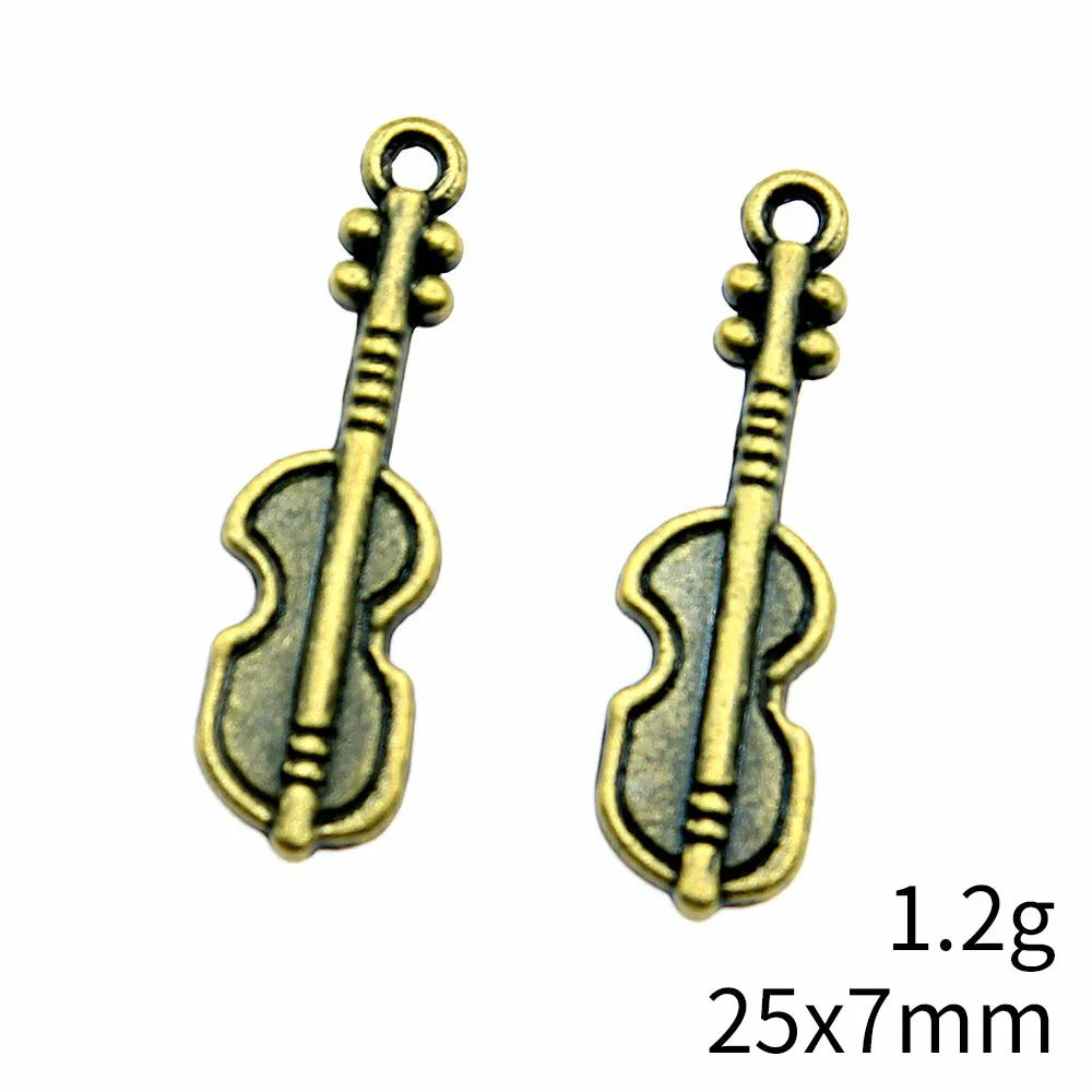 25x7mm 1.2g Antique Bronze Tone Zinc Alloy Pipa Charm Pendant for Necklace Bracelet Musical DIY