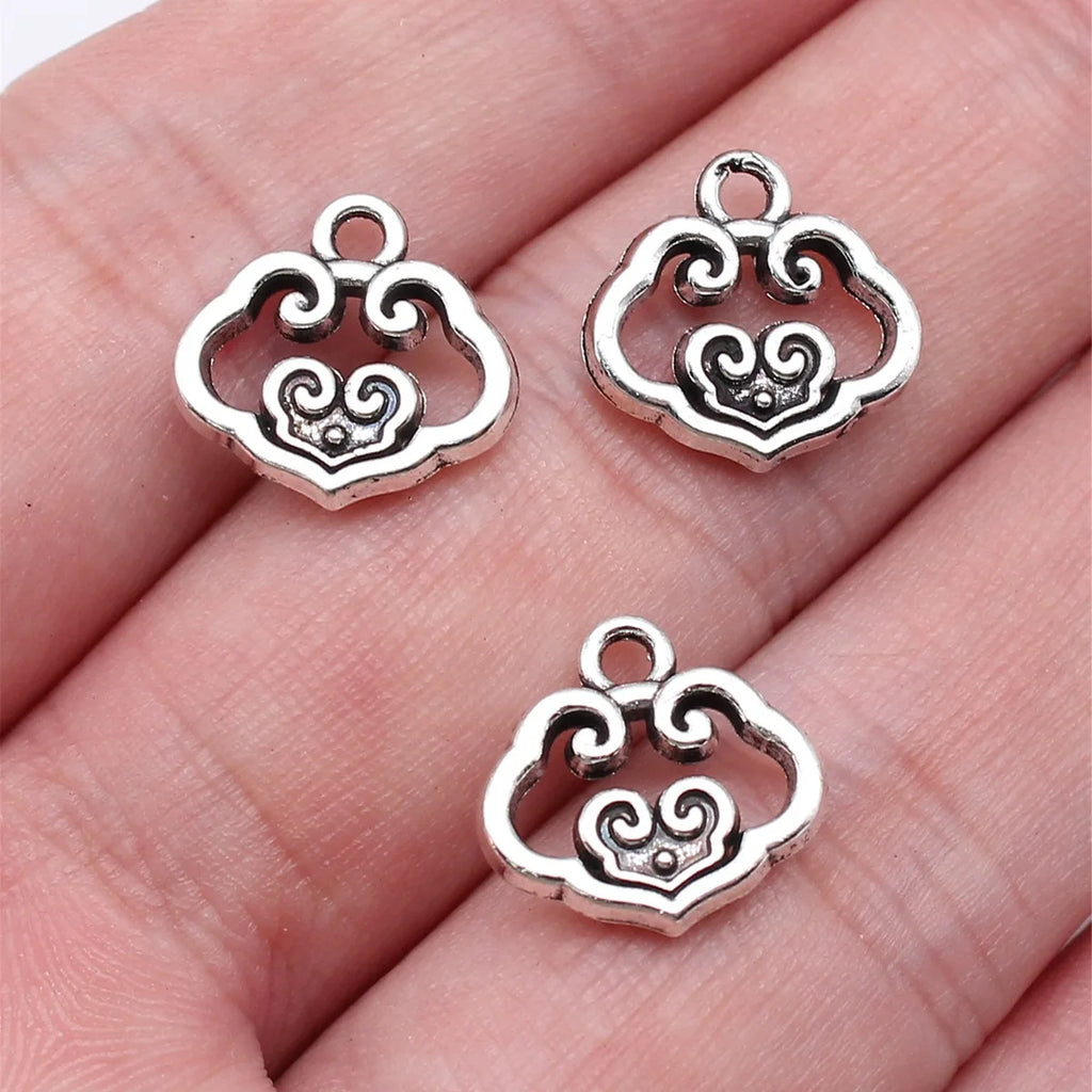 13x13mm 1g Multicolor Zinc Alloy Cloud Lock Charm Pendant for DIY Chinese Style Jewelry Making