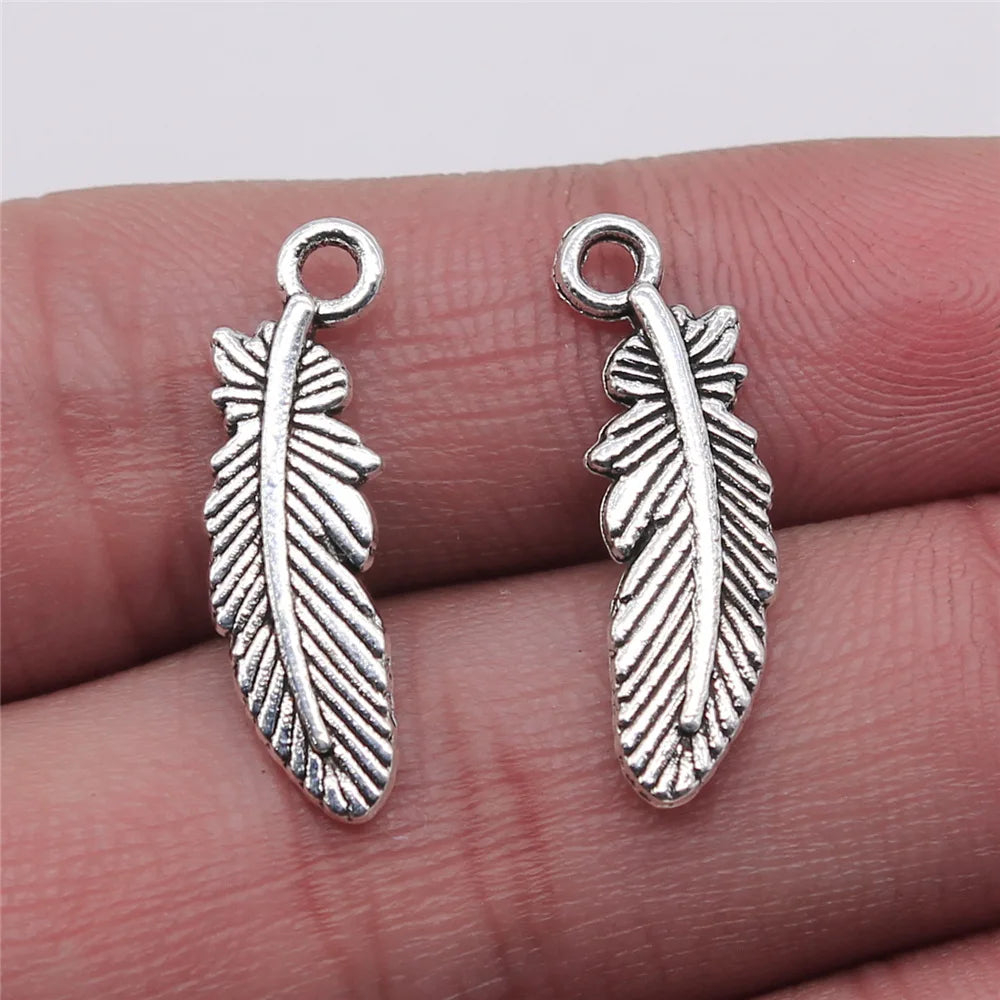 7x23mm 1g Multicolor Zinc Alloy Feather Charm Pendant for Necklace Bracelet Earring Making