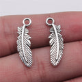 7x23mm 1g Multicolor Zinc Alloy Feather Charm Pendant for Necklace Bracelet Earring Making