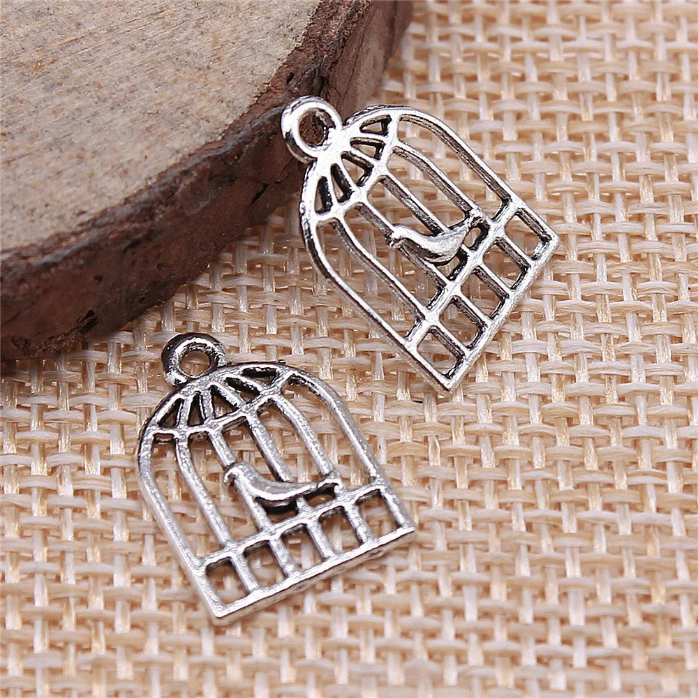 16x11mm 0.4g Multicolor Zinc Alloy Bird Cage Charm Pendant for DIY Necklace Bracelet Jewelry Making