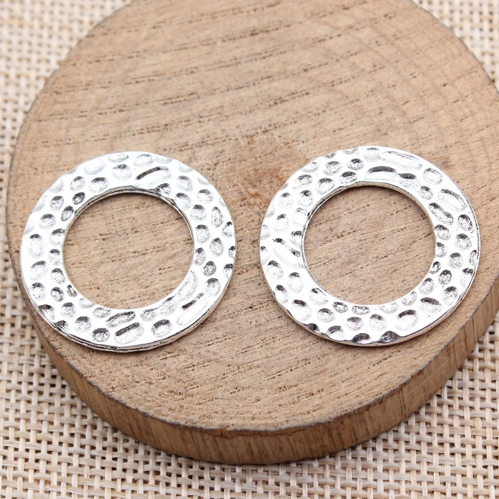 27x27mm 3.2g Multi Color Zinc Alloy Hammered Round Ring Connector Charm for DIY Jewelry Making