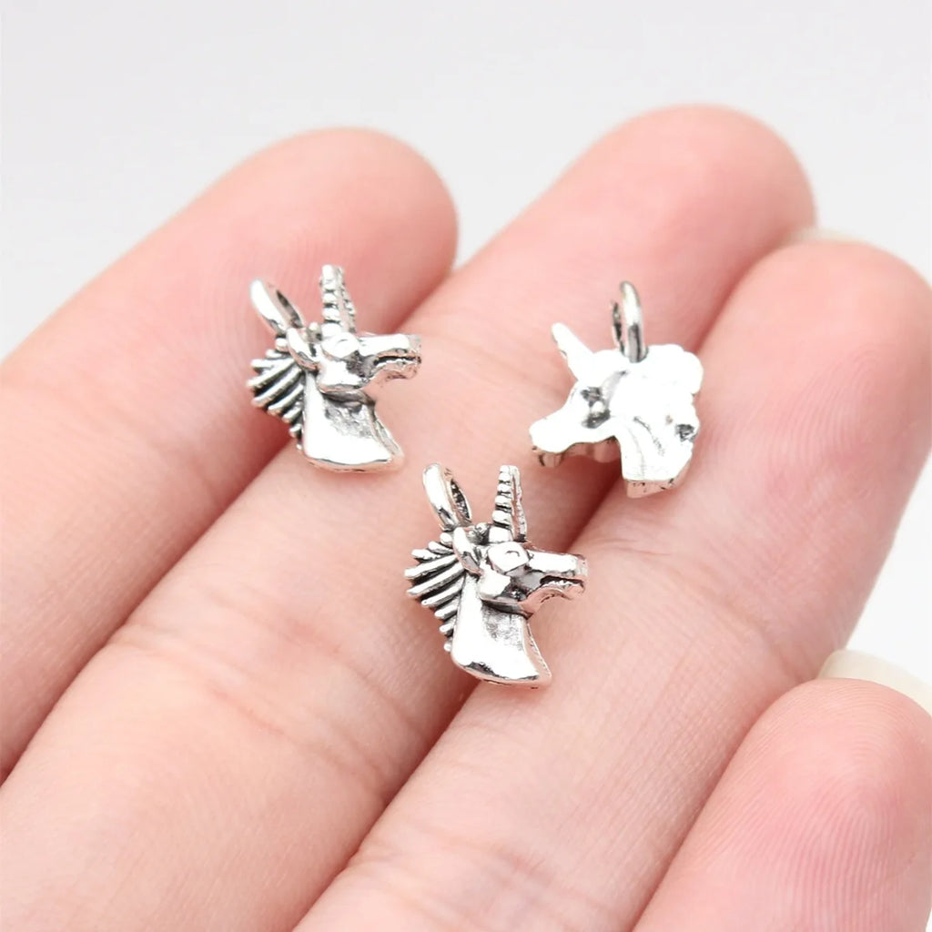 13.6x10mm 0.7g Antique Silver Zinc Alloy Unicorn Charm Pendant for Bracelet Necklace DIY Jewelry