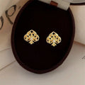 Original Designer Heart Micro Pave Zircon Copper Stud Earrings